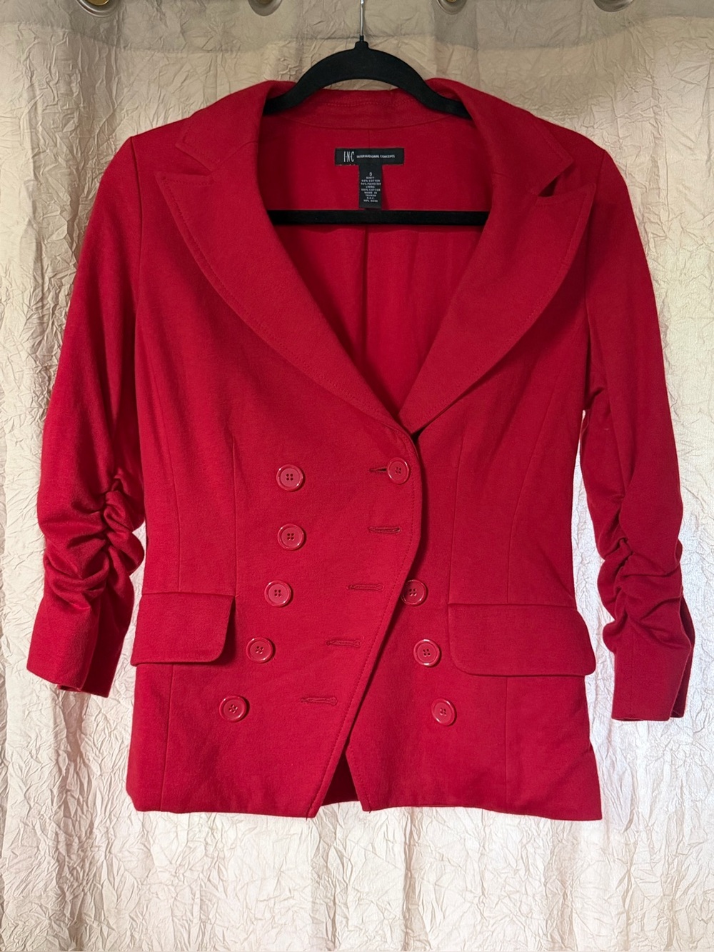 INC International Concepts Vibrant Red Double-Breasted Blazer